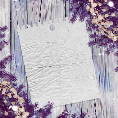 Köknar ağacı dalları arka plan ile Noel tebrik kartı.