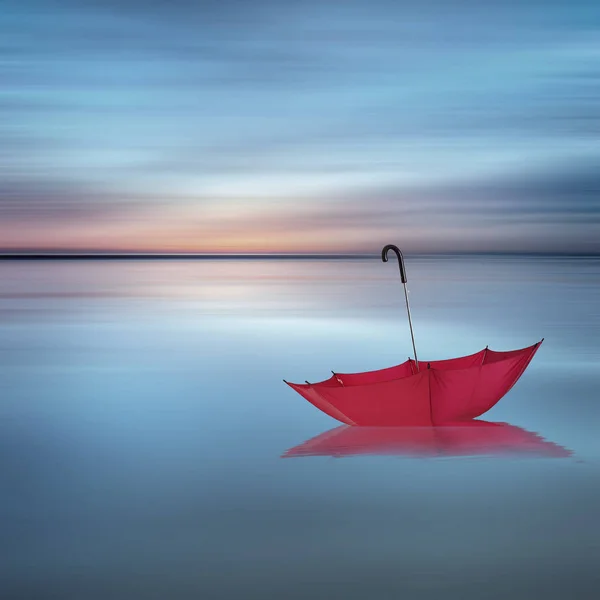 Illustratie Rode Paraplu Het Water — Stockfoto