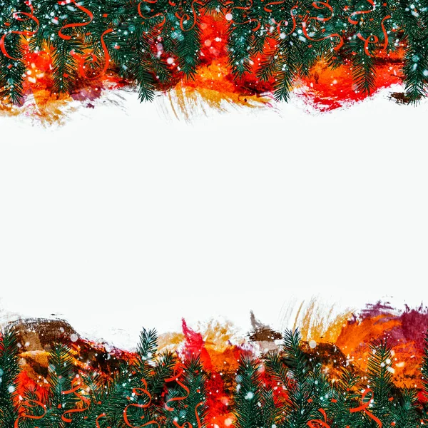 Ilustrace Vánoční Přání Jedlovými Větvemi Pozadí — Stock fotografie