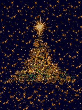 Üç boyutlu illüstrasyon. Köknar ağacı dallı Noel tebrik kartı.