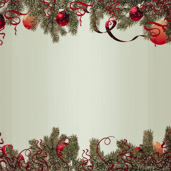 3Dイラスト モミの木の枝とクリスマスグリーティングカードの背景 — ストック写真