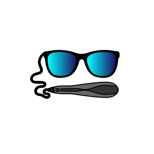 Solbriller Med Blå Briller Utskrift – stockvektor