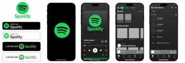 Arayüz simgelerini bozun. Spotify 'ın editör arayüzü modeli. Vektör