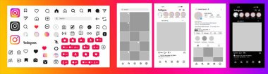 Instagram Mockup Sosyal Medya Şablonu Modern Düzenlenebilir Hikaye Düzeni. Vektör