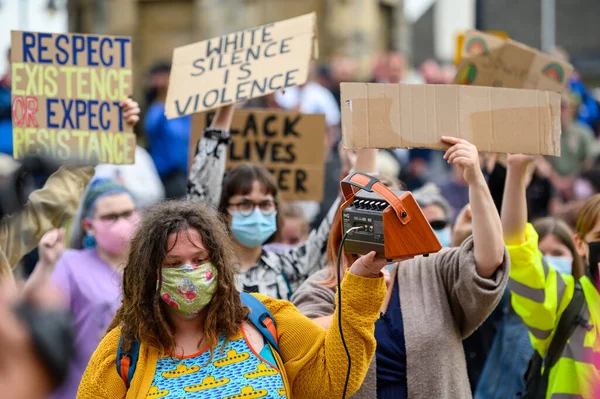 Richmond North Yorkshire Ηνωμένο Βασίλειο Ιουνίου 2020 Βρετανοί Διαδηλωτές Της — Φωτογραφία Αρχείου