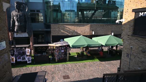 London September 2020 High Angle View Outdoor Market Stalls Camden — Stock Video