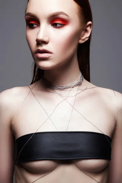Szexi Gyönyörű Érzéki Modell Lány Divat Szépség Make Lány Portréja — Stock Fotó