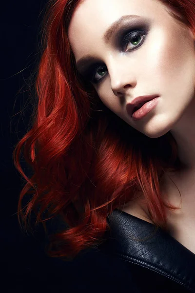Sexy Hermosa Mujer Joven Pelo Rojo Estilo Chica Jengibre Con —  Fotos de Stock