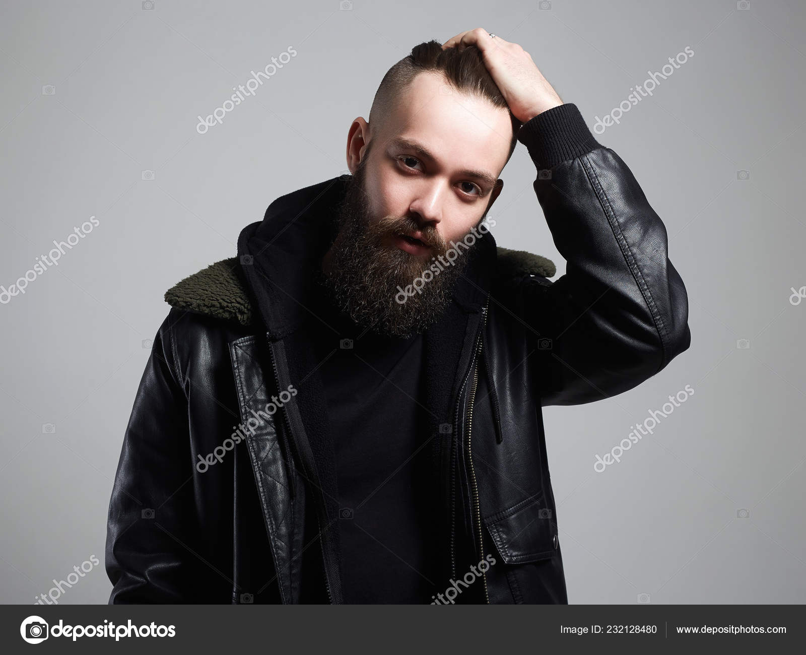 Man Stylish Haircut Handsome Boy Beard Brutal Bearded Hipster