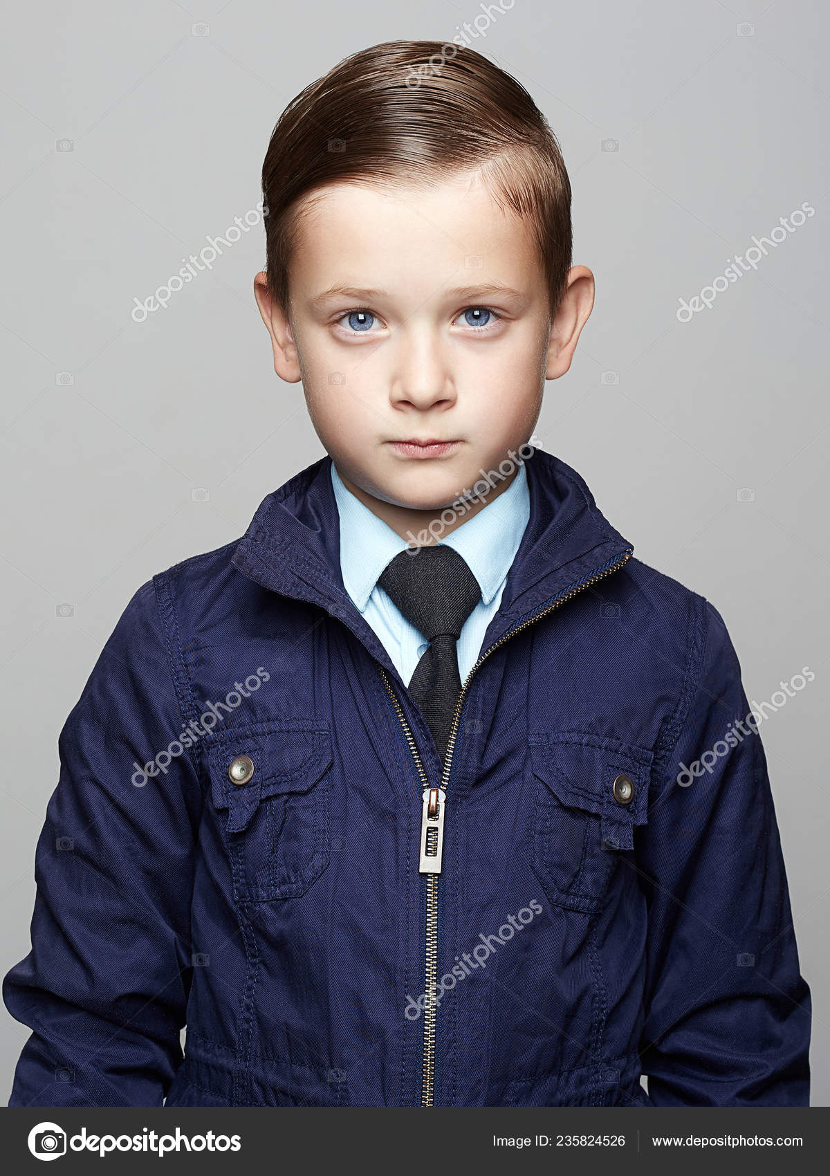Fashionable Child Trendy Haircut Fashion Little Boy Blue Eyes