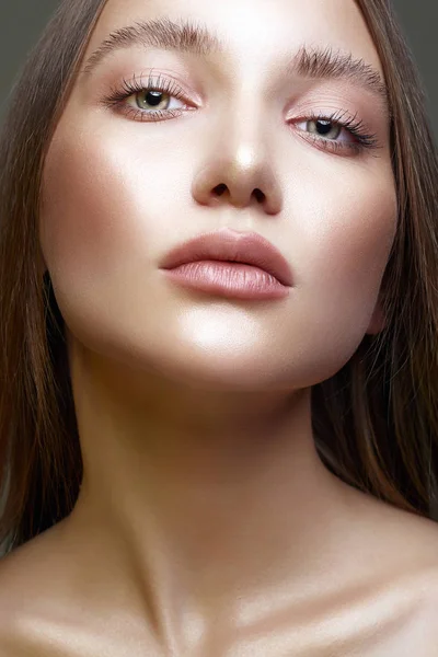 Portrait Beautiful Woman Make Beauty Makeup Face Pretty Girl — Stock Photo, Image