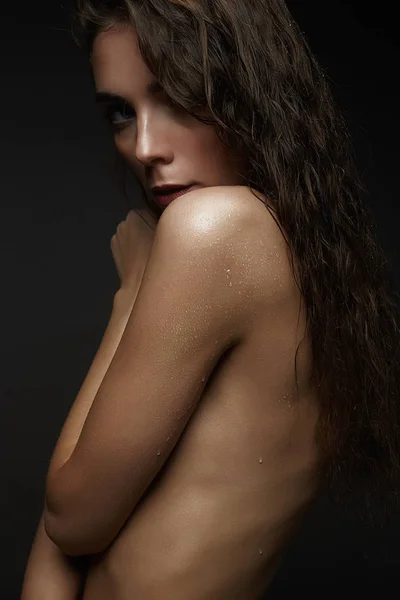 Incredibile Bagnato Donna Nuda Sexy Bella Giovane Donna Con Corpo — Foto Stock
