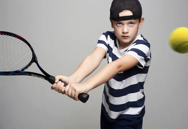 Little Boy Playing Tennis. Sport kid — Stock Photo, Image