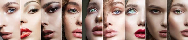 Verschillende vrouwelijke ogen. collage van mooie vrouwen — Stockfoto