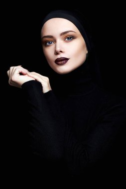 pretty young muslim woman face clipart