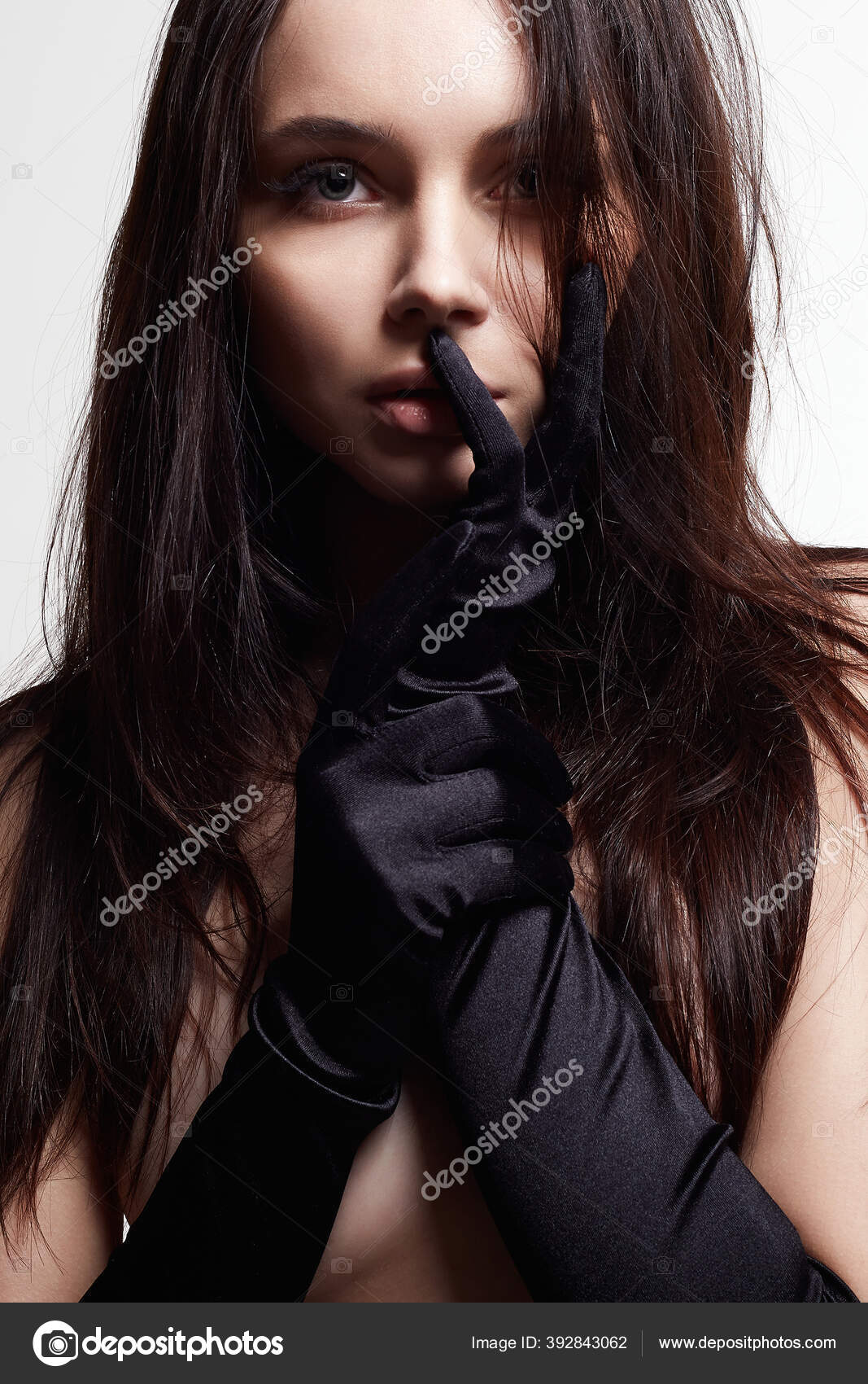 Beautiful Naked Girl Long Gloves Sexy Beautiful Young Woman Perfect Stock Photo by