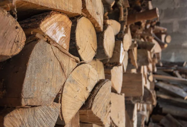 yan görünümü farklı türde odun kadar yığılmış