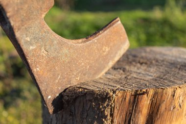 paslı balta büyük bir günlük Dilimleme görünümü kapatın