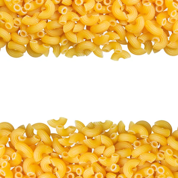 Macaroni Pasta Close Met Kopie Ruimte Uitknippad Hoek Witte Achtergrond — Stockfoto