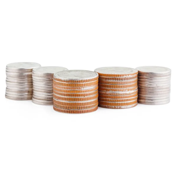 Coin Stack Isolated White Clipping Path — Stock Photo, Image
