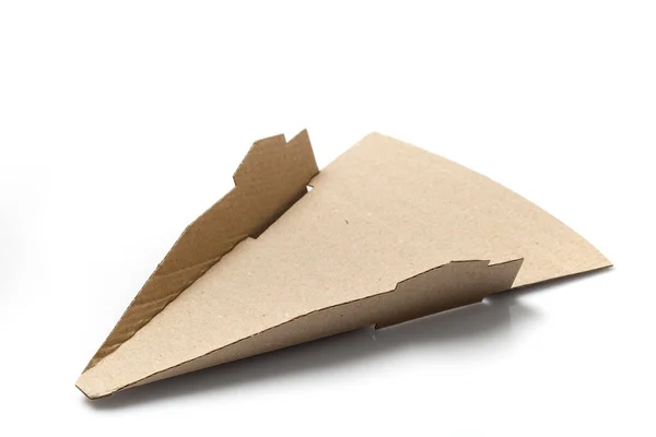 Single Cardboard Packaging Pizza Slice Triangular Shape Isolated White — Stock Photo, Image