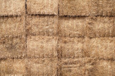 Birçok arka plan olarak bir yığın olarak düzenlenmiş saman balya yığılmış