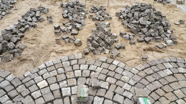 Construcción Camino Pavimentado Una Ciudad Vieja Con Ambiente Histórico —  Fotos de Stock