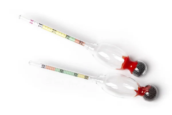 Alcohol Meter and Hydrometer on White — Stock Photo, Image