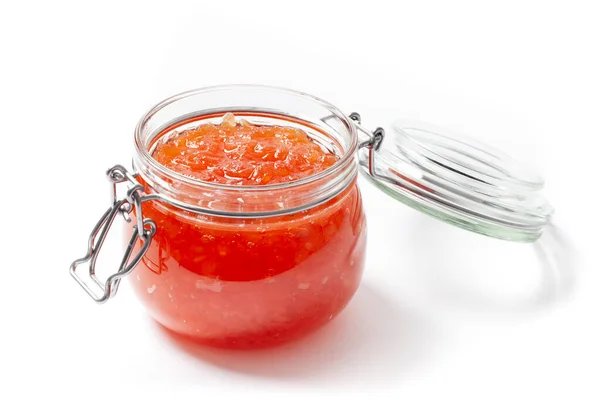 Fresh Delicious Quince Jam Open Glass Jar — Stock Photo, Image