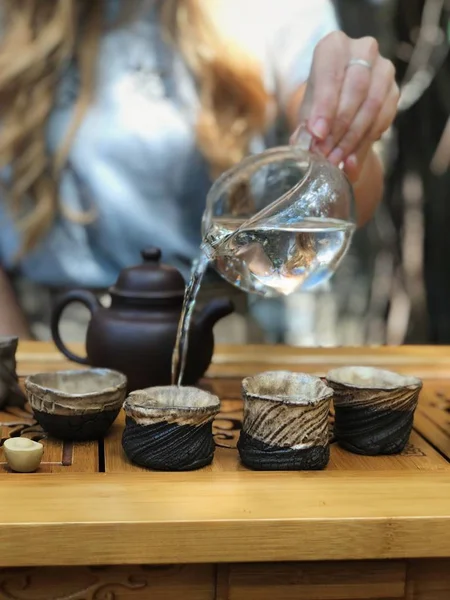 Tea Ceremony Drinking Tea Garden — Stock Photo, Image