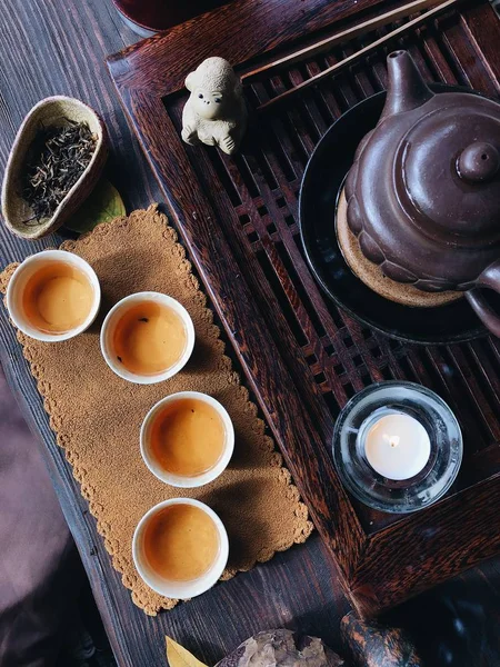 Tea Ceremony Drinking Tea Garden — Stock Photo, Image