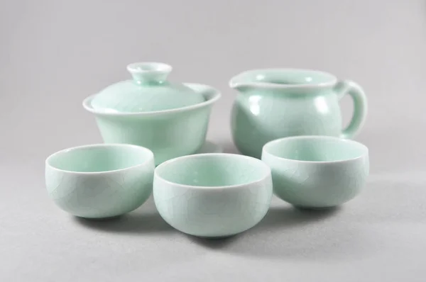 中国茶具 杯子和茶壶 — 图库照片