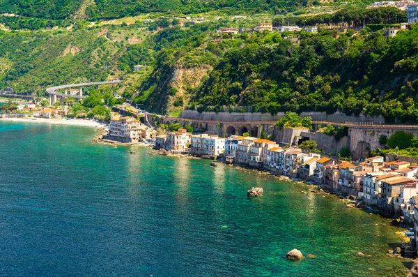 Top Luchtfoto Van Huizen Het Kleine Vissersdorp Chianalea Scilla Van — Stockfoto