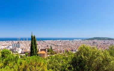 En iyi manzarasına pitoresk Barcelona cityscape güneşli gün, Catalonia, İspanya