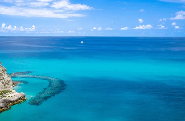 Luchtfoto Van Mooie Verbazende Tyrreense Zee Met Turkoois Water Tropische — Stockfoto