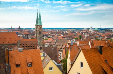 Panoramik çatı in tarihi eski şehir Nürnberg Nurnberg, Ansbach'da bölge, Bavyera, Almanya