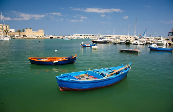Farbenfrohe Fischerboote Hafen Der Stadt Bari Region Apulien Süditalien — Stockfoto