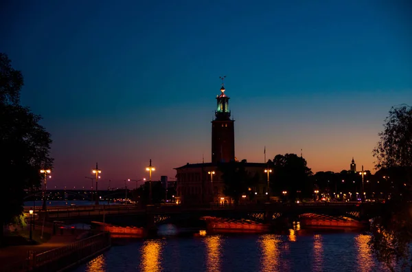 Stockholmské Radnici Stadshuset Tower Budova Magistrátu Nobelovy Ceny Ostrově Kungsholmen — Stock fotografie