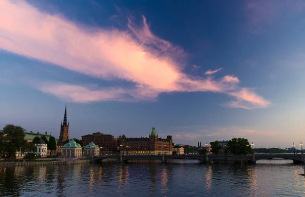 Schilderachtig Panoramisch Uitzicht Van Historische Centrum Riddarholmen Met Riddarholm Kerk — Stockfoto