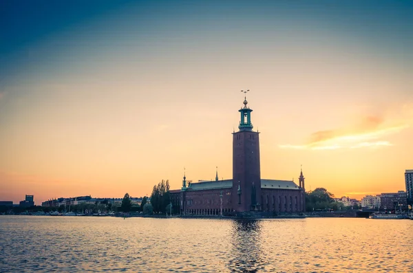 Стокгольмська Ратуша Stadshuset Башта Будівлі Міської Ради Місцем Проведення Нобелівську — стокове фото