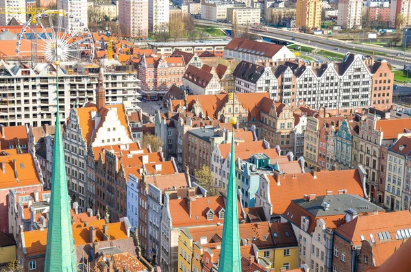 Luftaufnahme Des Alten Historischen Stadtzentrums Mit Typischen Bunten Gebäuden Ziegeldächern — Stockfoto