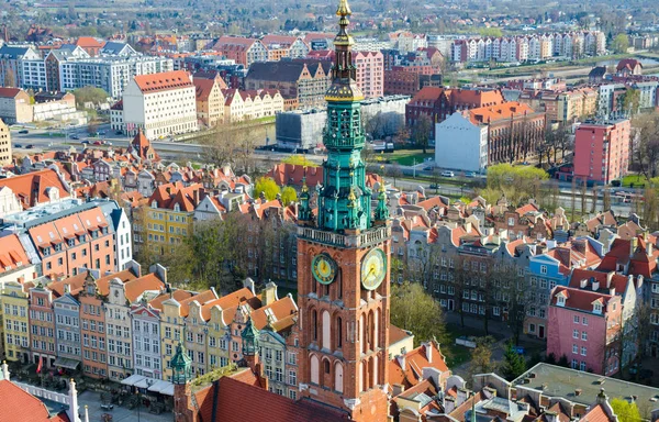 Letecký Pohled Staré Historické Centrum Města Typickými Barevnými Domky Budov — Stock fotografie