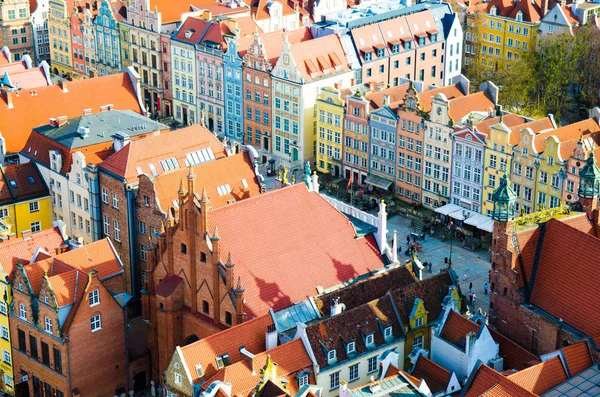 Luftaufnahme Des Alten Historischen Stadtzentrums Typische Bunte Fassaden Häuser Der — Stockfoto