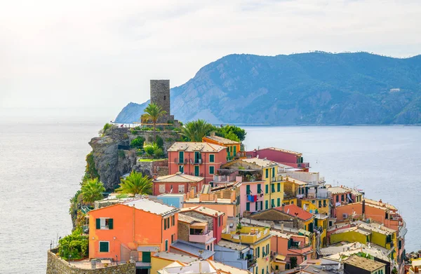 Vernazza Tradicional Típica Aldeia Italiana Parque Nacional Cinque Terre Com — Fotografia de Stock