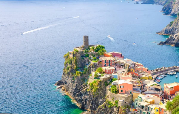 Vernazza Tradicional Típica Aldeia Italiana Parque Nacional Cinque Terre Com — Fotografia de Stock