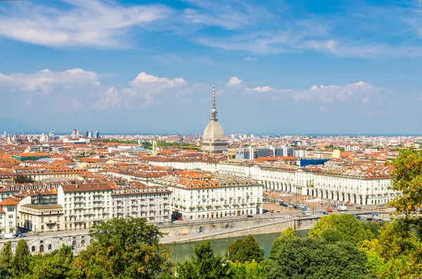 Vista Panorámica Superior Aérea Del Horizonte Del Centro Ciudad Turín — Foto de Stock