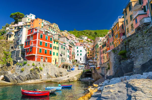 Riomaggiore Tradicional Típica Vila Piscatória Italiana Parque Nacional Cinque Terre — Fotografia de Stock