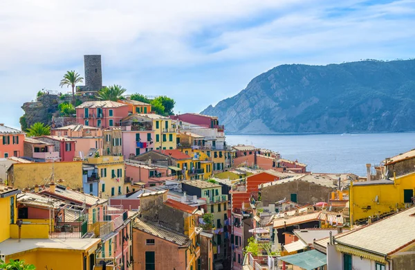 Vernazza Geleneksel Milli Parkı Cinque Terre Renkli Renkli Binalar Castello — Stok fotoğraf