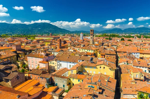 Vista Panorámica Aérea Del Centro Histórico Ciudad Medieval Lucca Con —  Fotos de Stock