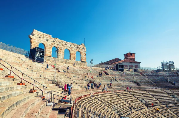 Βερόνα Ιταλία Σεπτεμβρίου 2019 Εσωτερικό Του Verona Arena Πέτρινες Κερκίδες — Φωτογραφία Αρχείου